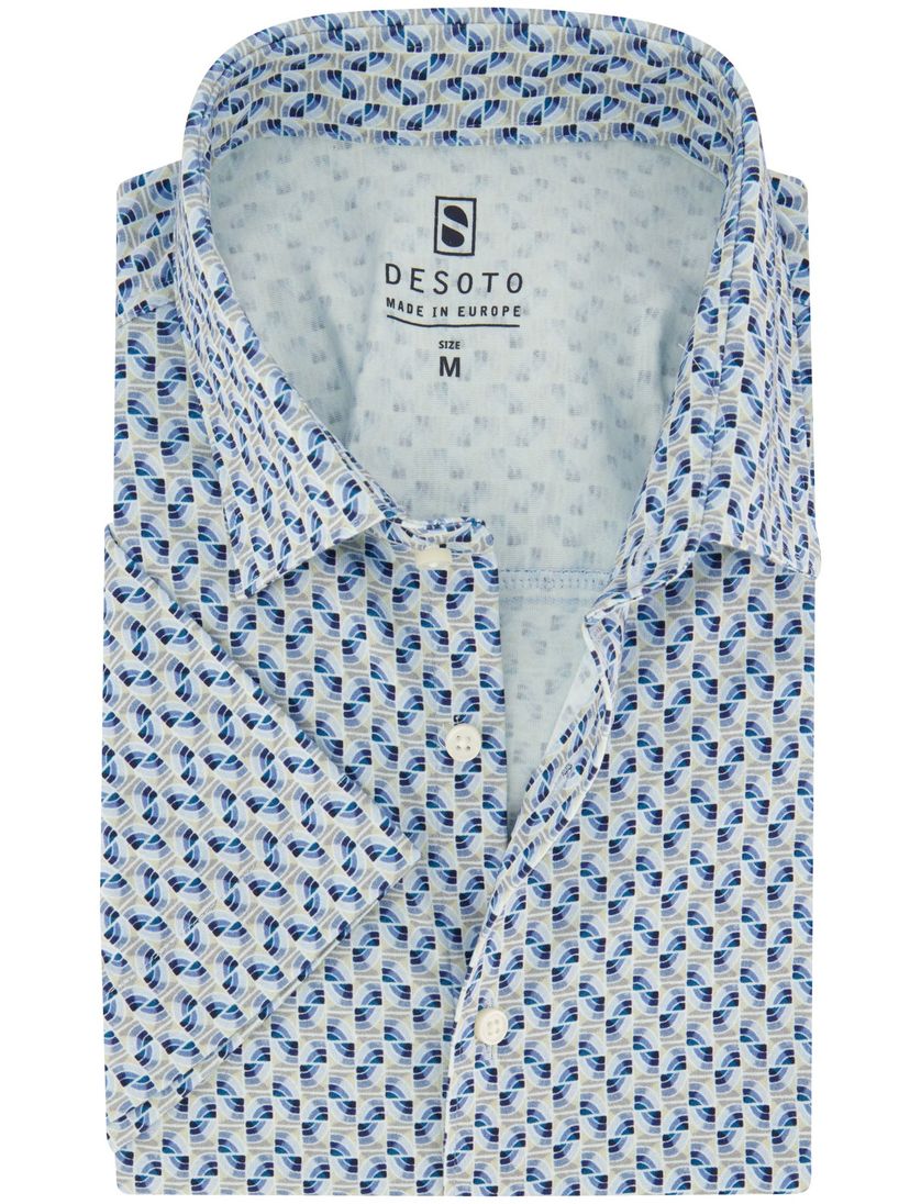 Desoto overhemd slim fit blauw geprint katoen