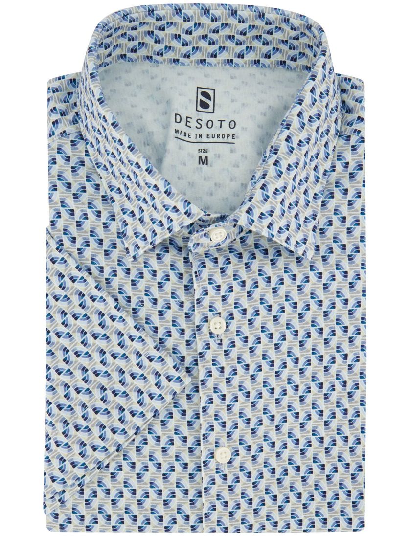 Desoto overhemd slim fit blauw geprint katoen