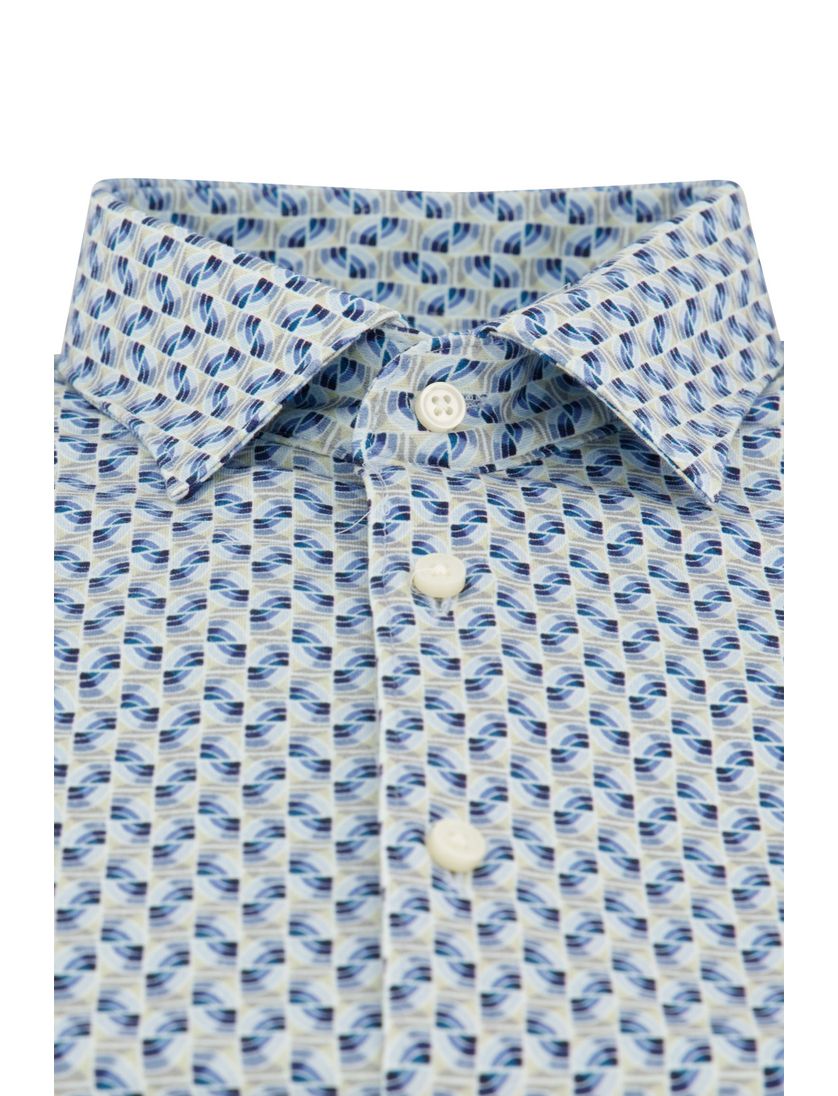 Desoto overhemd slim fit blauw geprint katoen