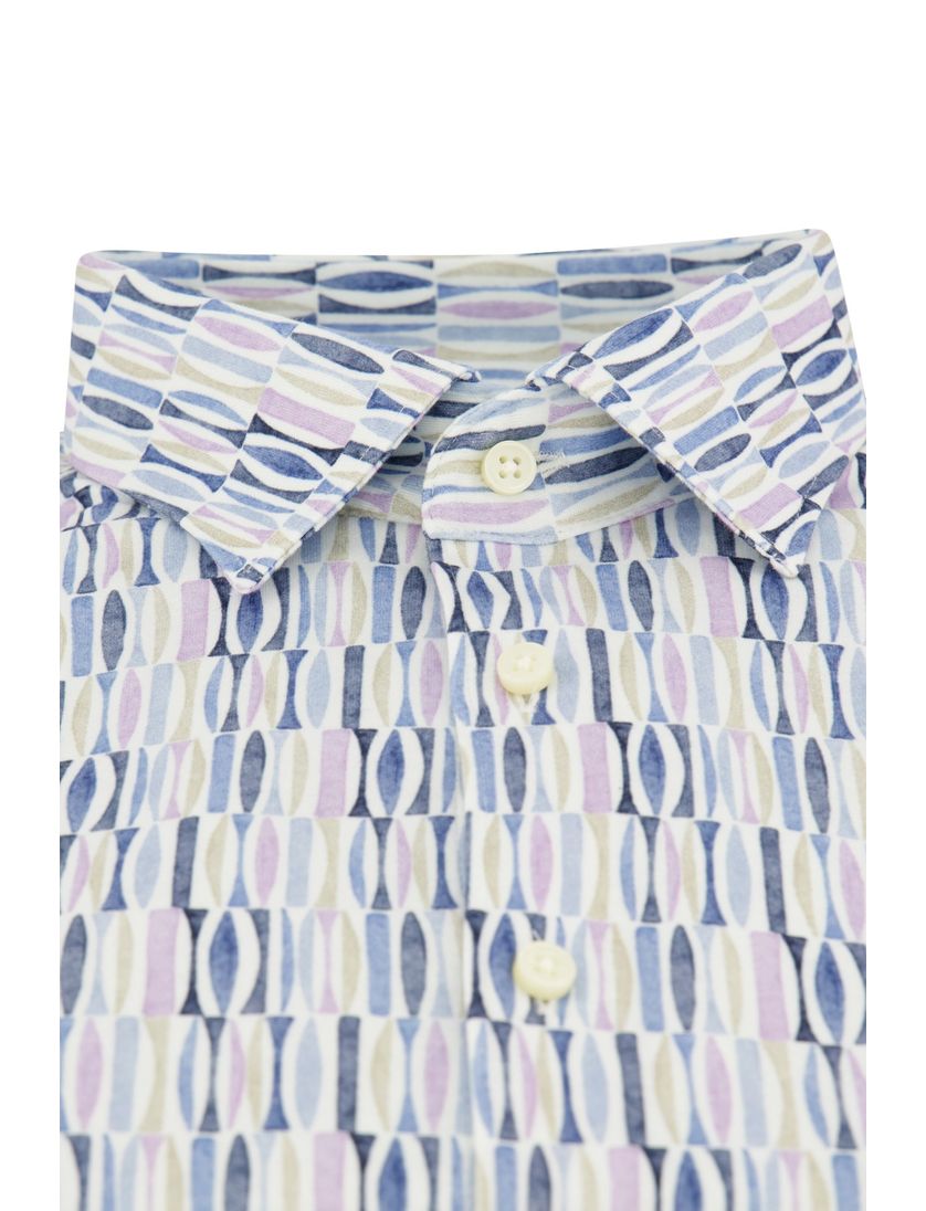 Desoto overhemd slim fit blauw paars geprint