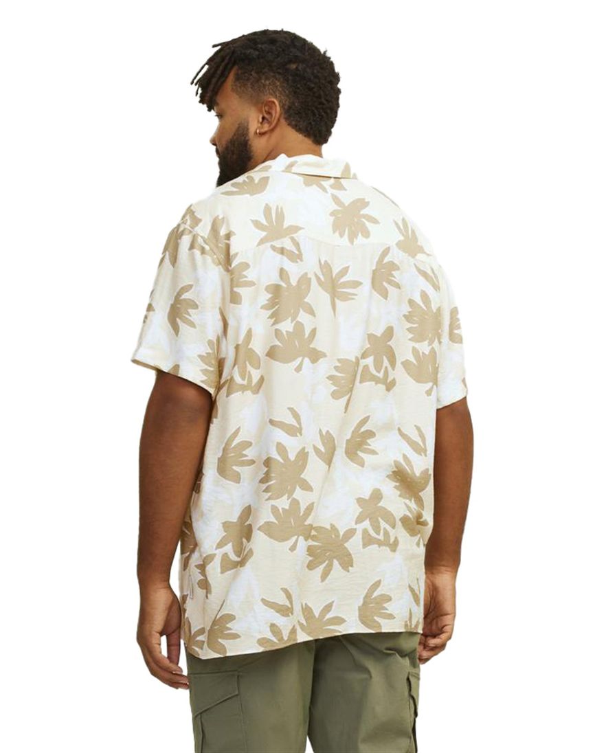 Jack & Jones overhemd beige geprint korte mouw