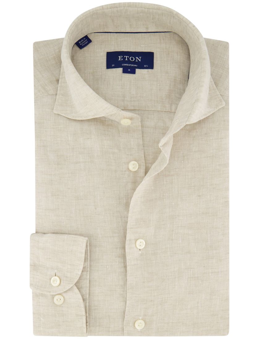 Eton overhemd normale fit katoen beige
