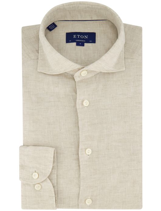 Eton overhemd beige effen