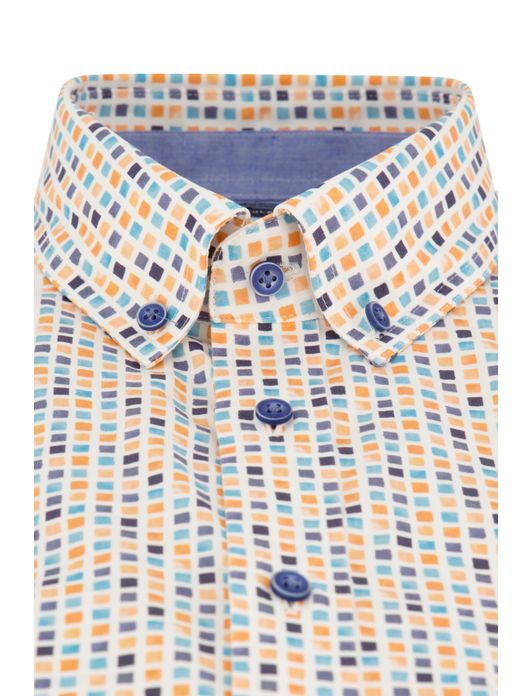 Giordano overhemd korte mouw geprint geel