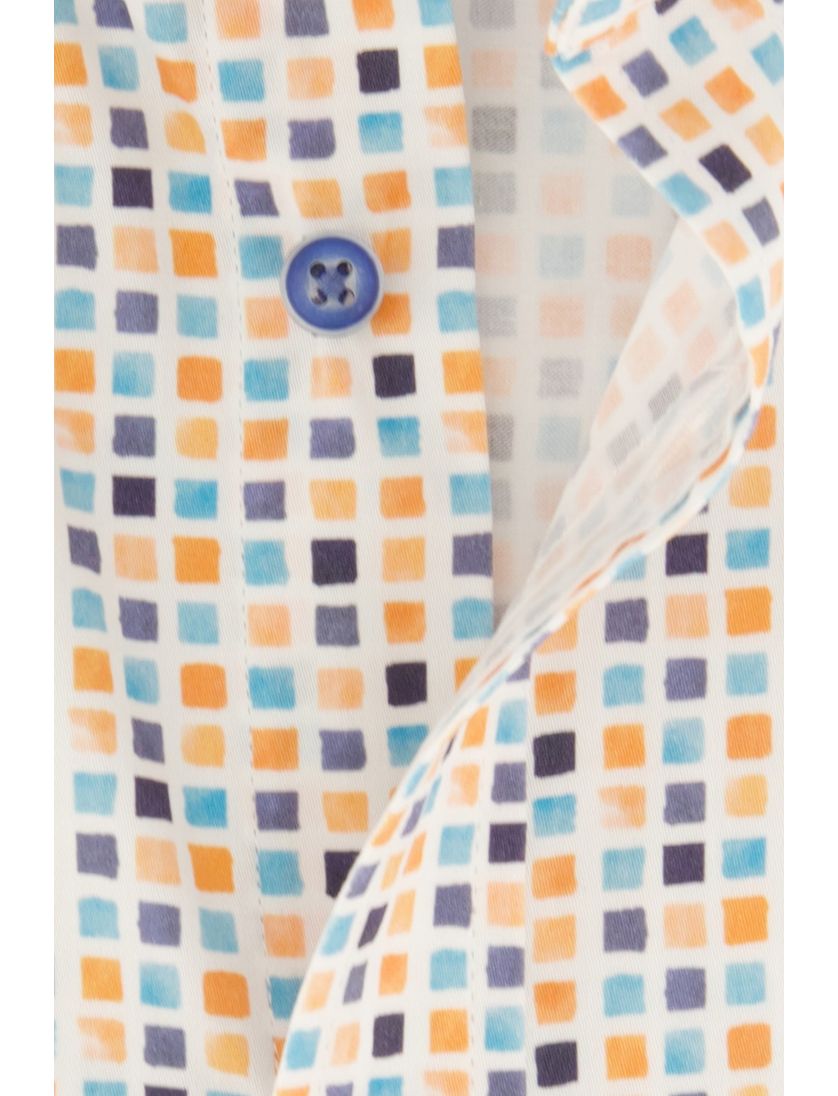 Giordano casual overhemd korte mouw regular fit geel geprint katoen