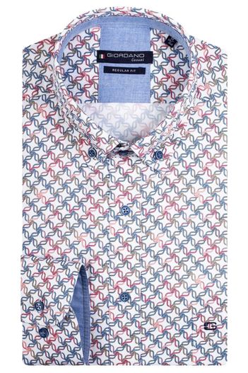 Giordano Giordano overhemd wijde fit blauw geprint met borstzak