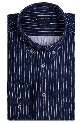 Giordano Giordano casual overhemd wijde fit navy geprint katoen