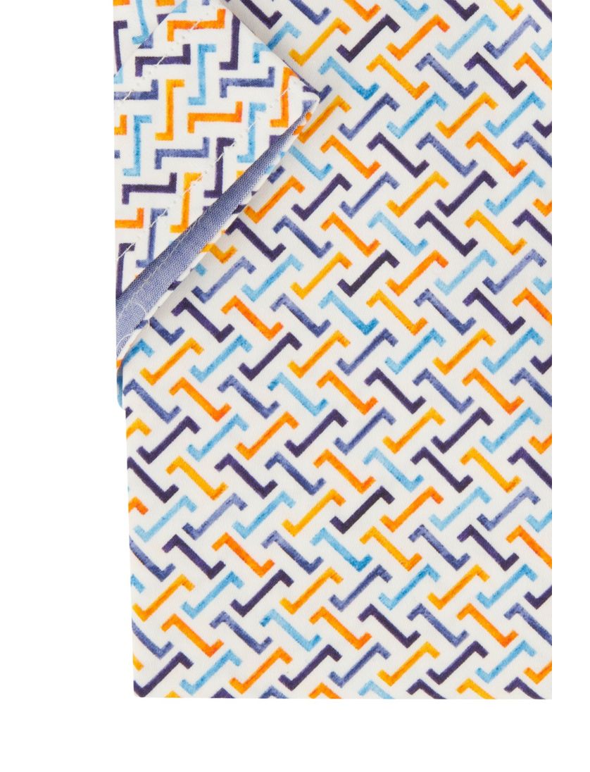 Geel geprint Giordano overhemd korte mouw katoen wijde fit