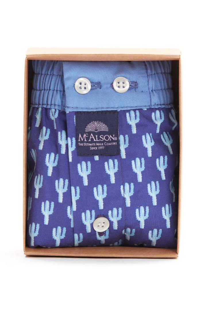 Boxershort Mc Alson blauw cactussen geprint katoen