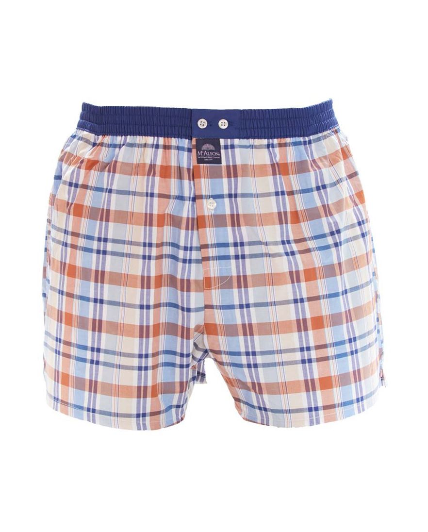 Mc Alson boxershort blauw oranje geruit katoen