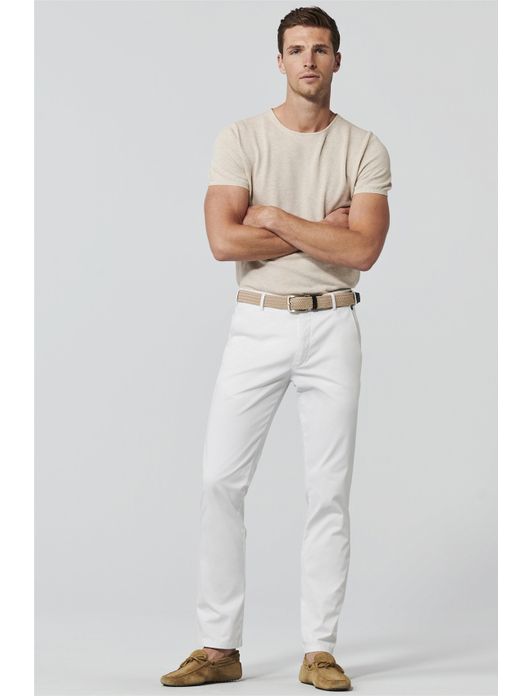 Meyer katoenen broek Roma wit effen