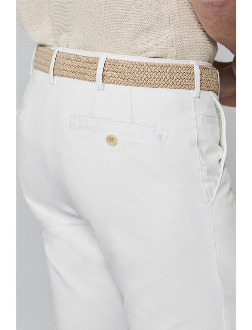 Meyer katoenen broek Roma wit effen regular fit