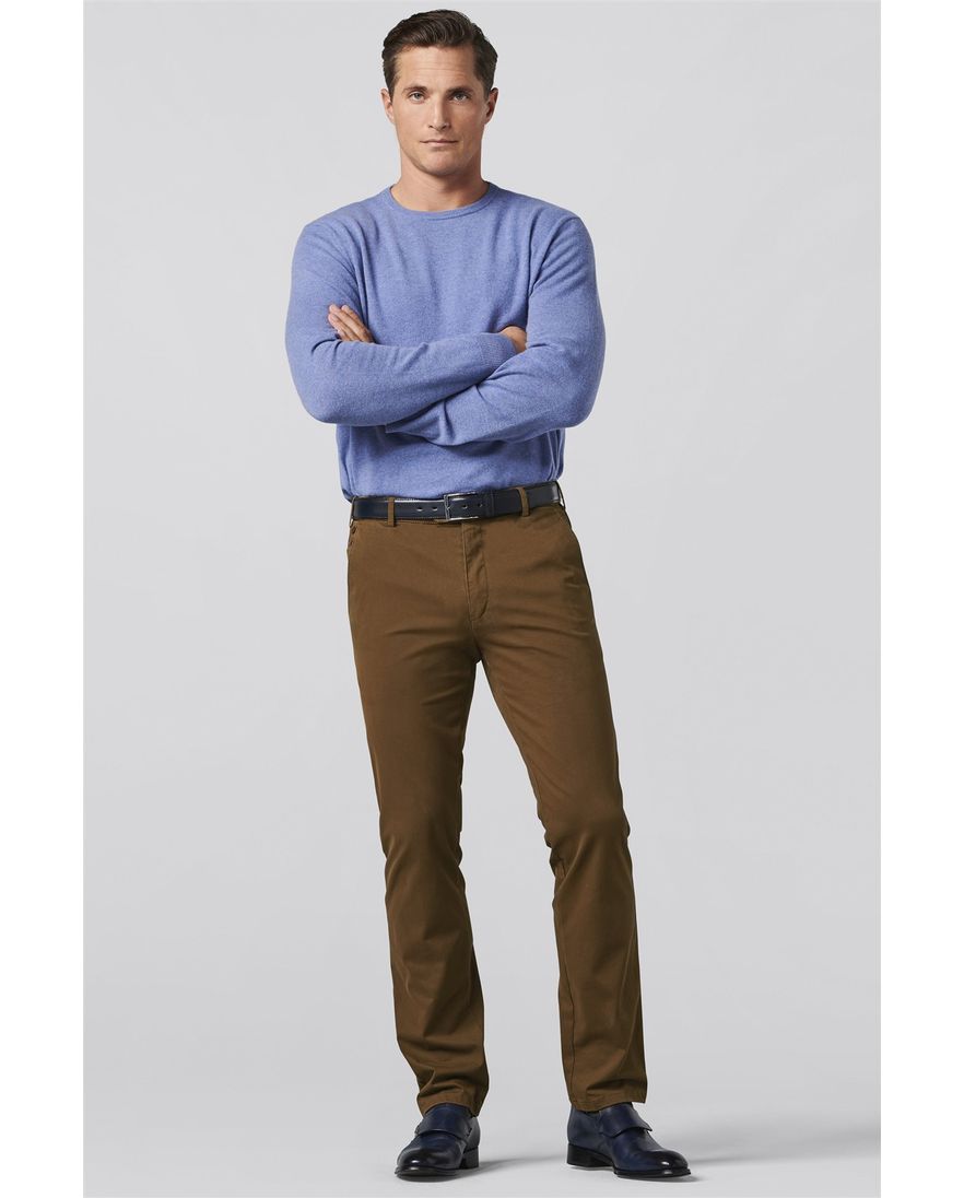 Meyer katoenen broek Roma bruin effen normale fit