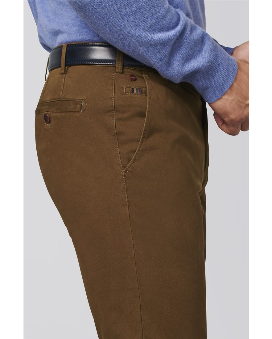 Meyer katoenen broek Roma bruin effen normale fit