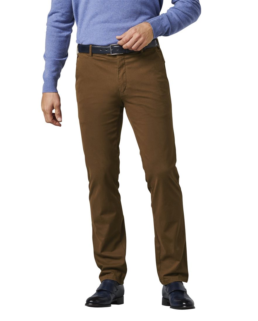 Meyer katoenen broek Roma bruin effen normale fit