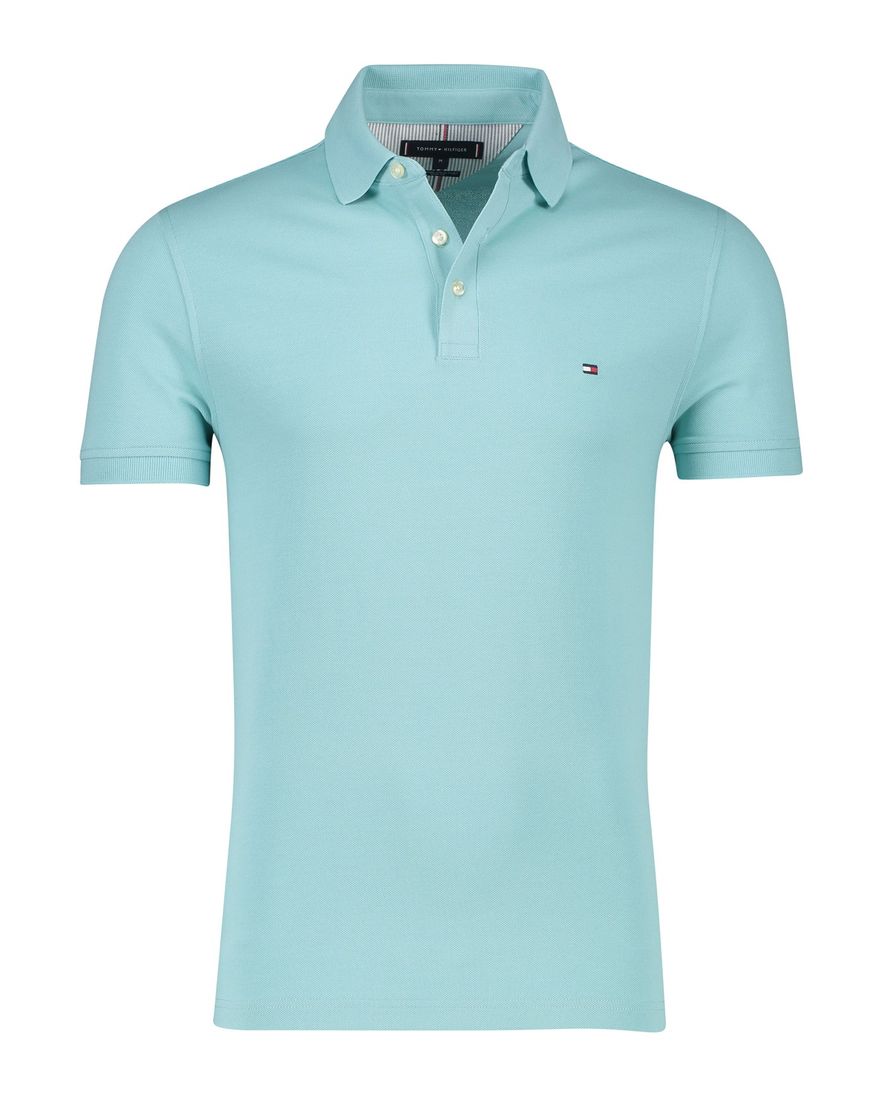 Tommy Hilfiger polo katoen slim fit lichtgroen 3-knoops