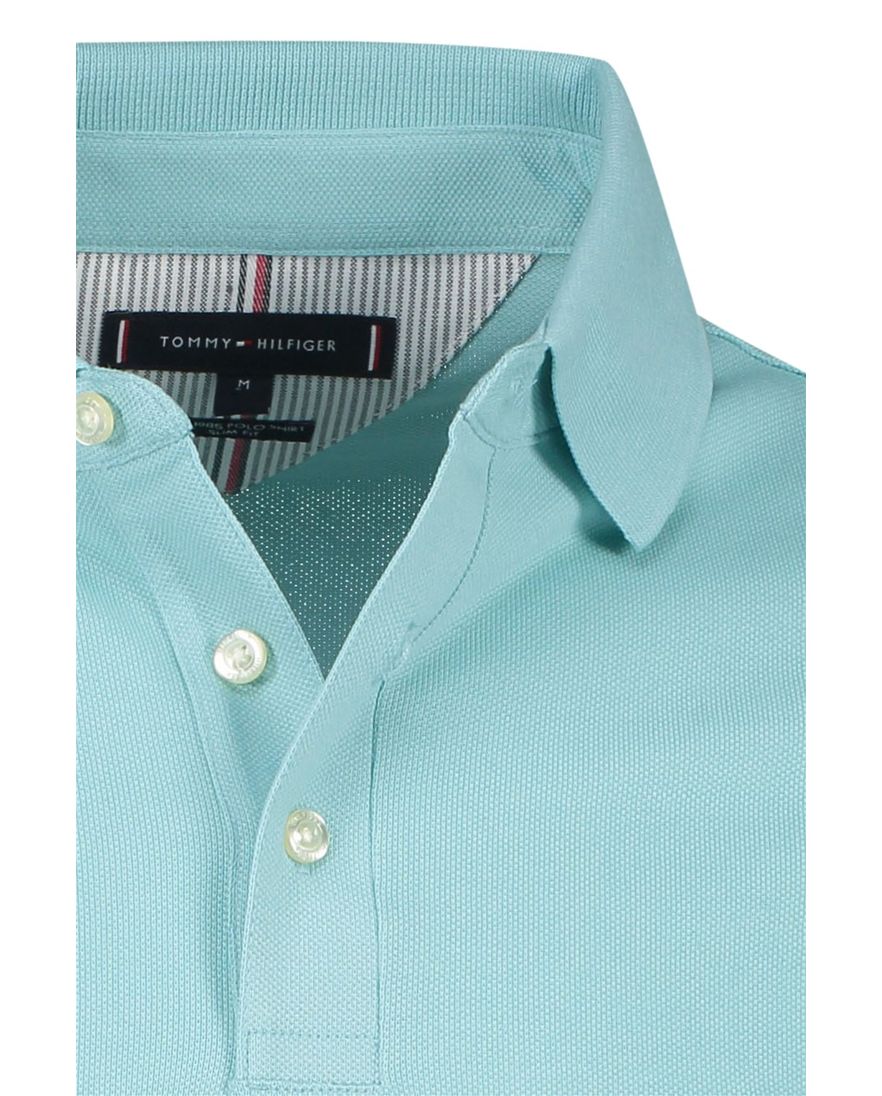 Tommy Hilfiger polo katoen slim fit lichtgroen 3-knoops