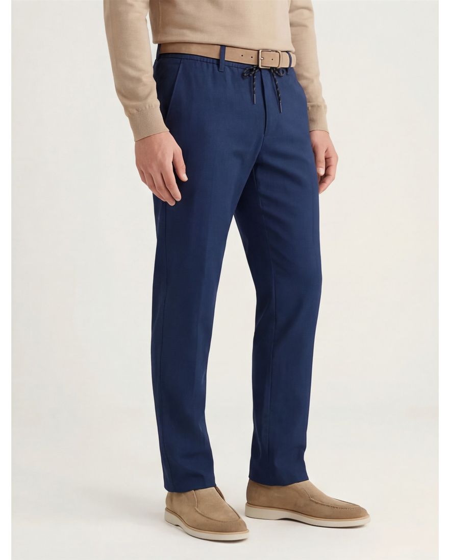 Eurex katoenen broek donkerblauw effen normale fit