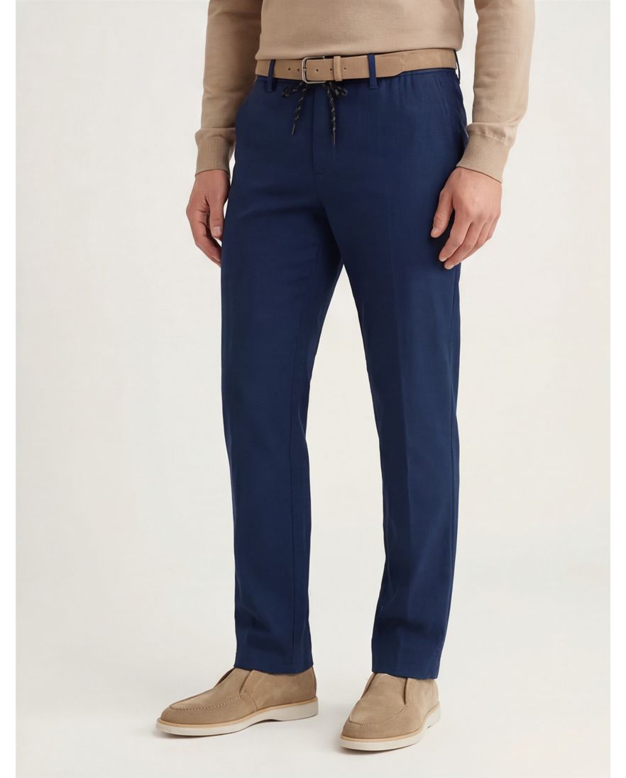 Eurex katoenen broek donkerblauw effen normale fit