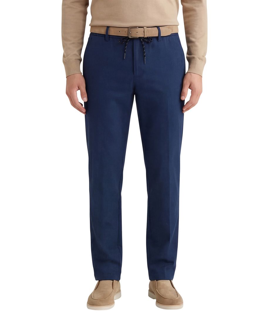 Eurex katoenen broek donkerblauw effen normale fit