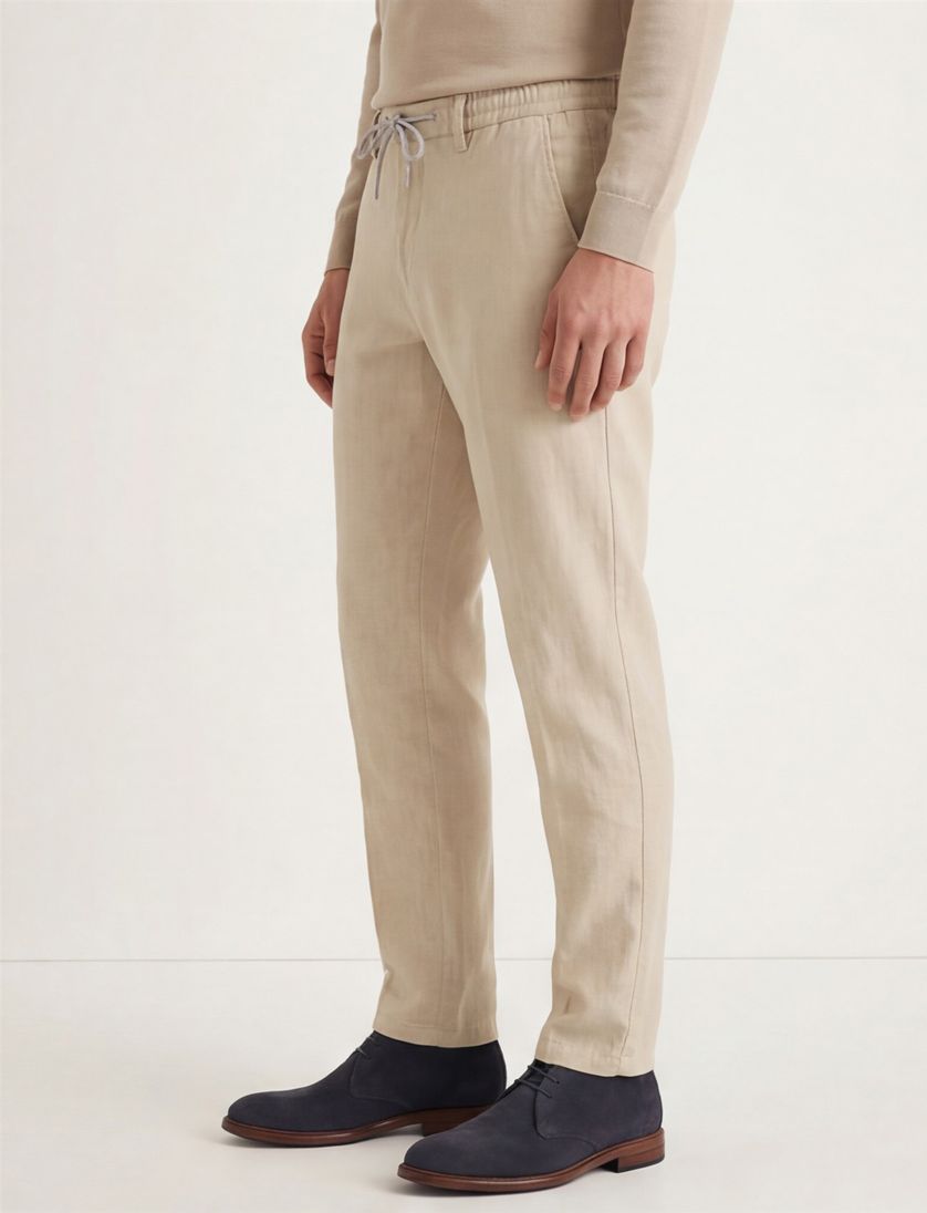 Eurex chino beige effen linnen