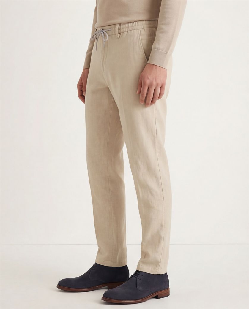 Eurex chino beige effen linnen