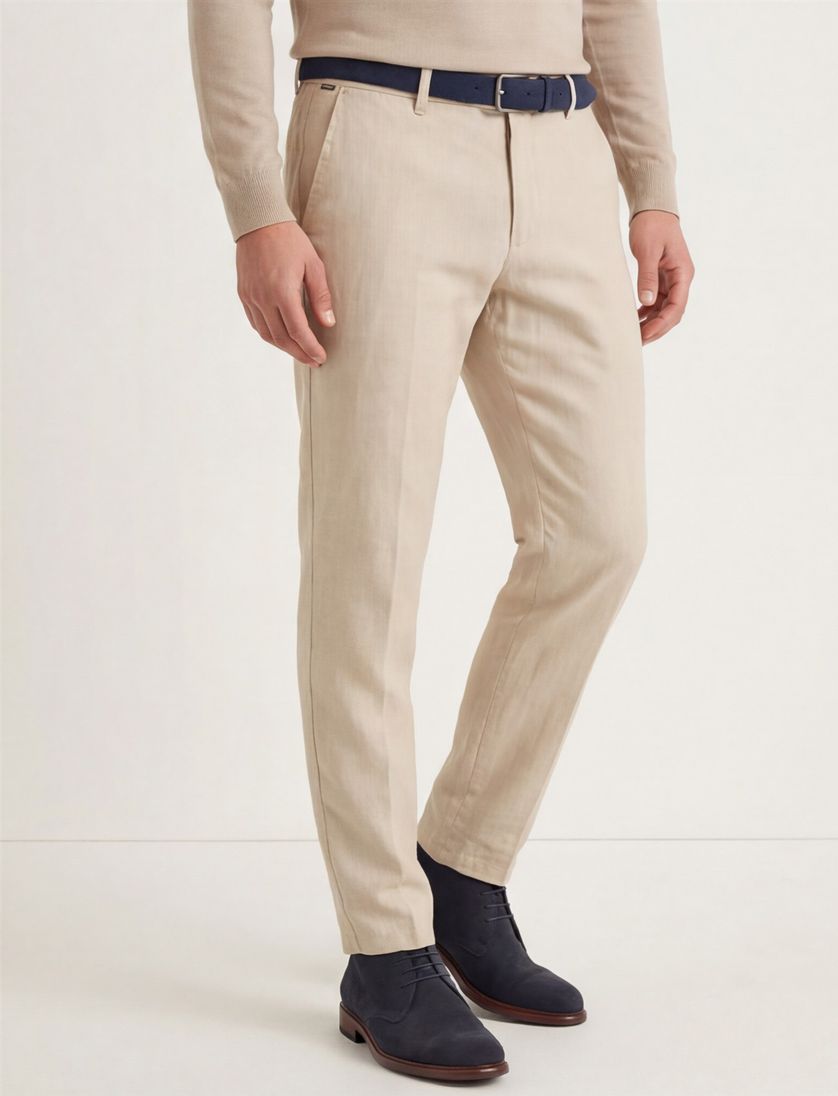 Eurex chino beige effen linnen