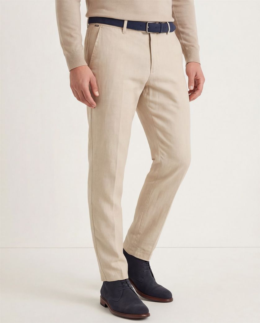 Eurex chino beige effen linnen