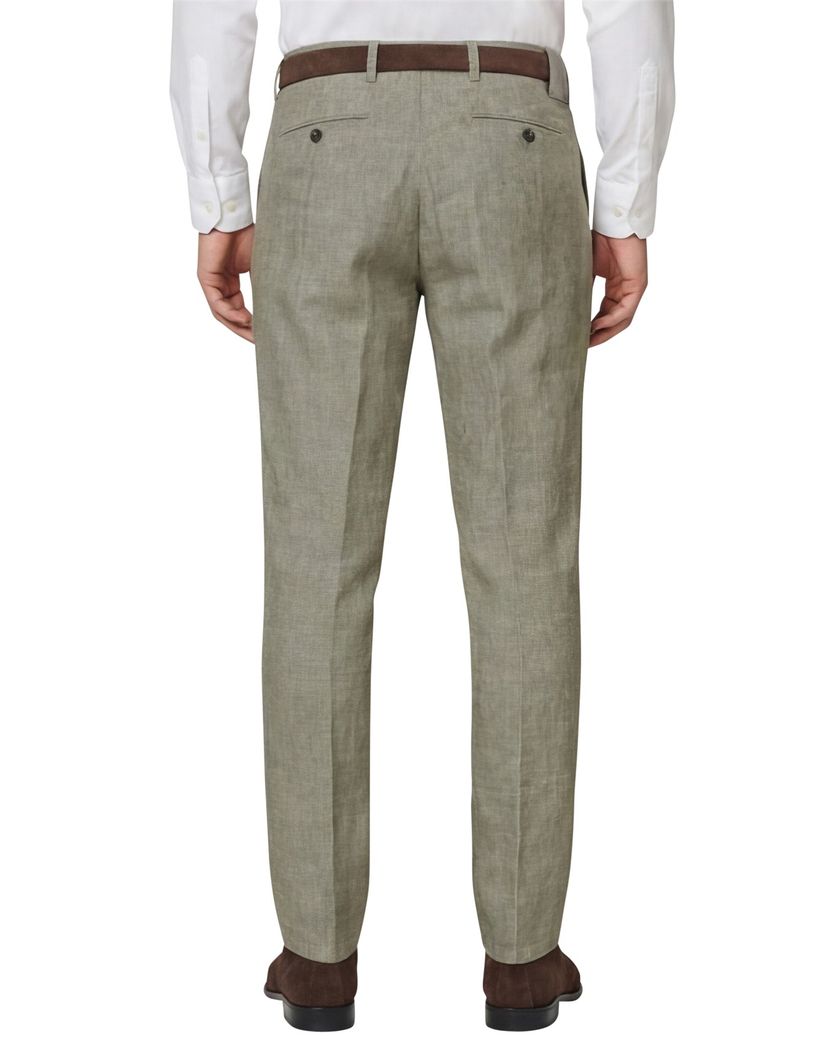 linnen Brax katoenen broek olijfgroen gemêleerd