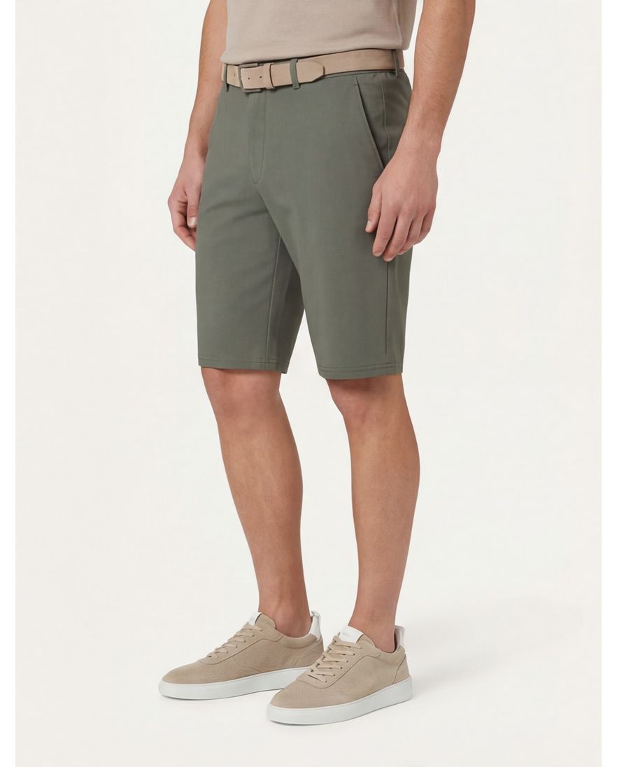 Brax Hi-Flex korte broek effen groen katoen slim fit