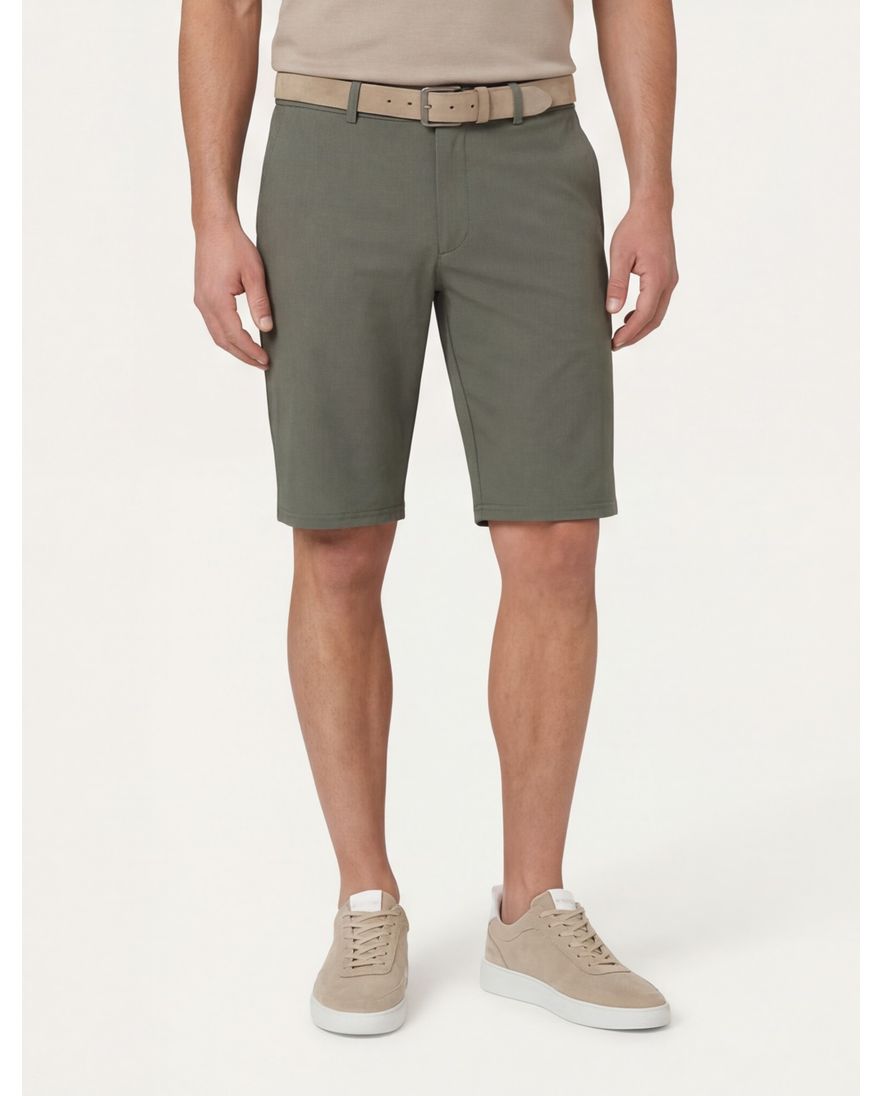 Brax Hi-Flex korte broek effen groen katoen slim fit