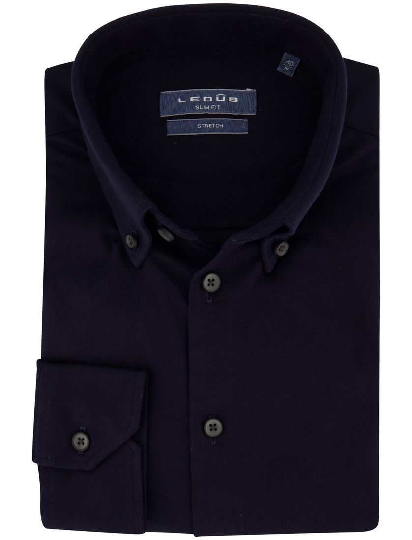 Ledub overhemd slim fit donkerblauw effen