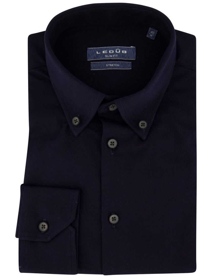 Ledub overhemd slim fit donkerblauw effen