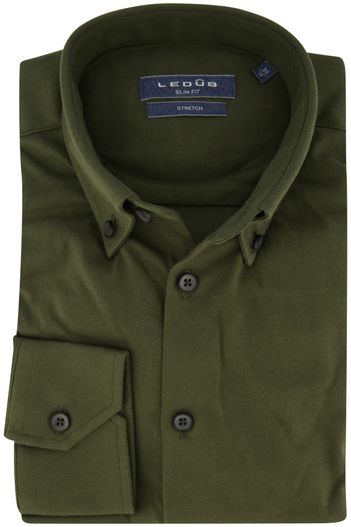 Ledub Ledub overhemd slim fit groen effen stretch