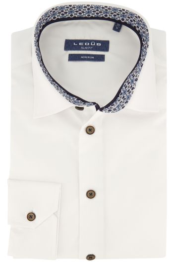 Ledub Ledub wit overhemd strijkvrij slim fit