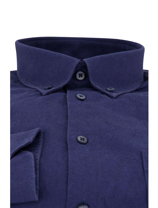Ledub overhemd donkerblauw stretch