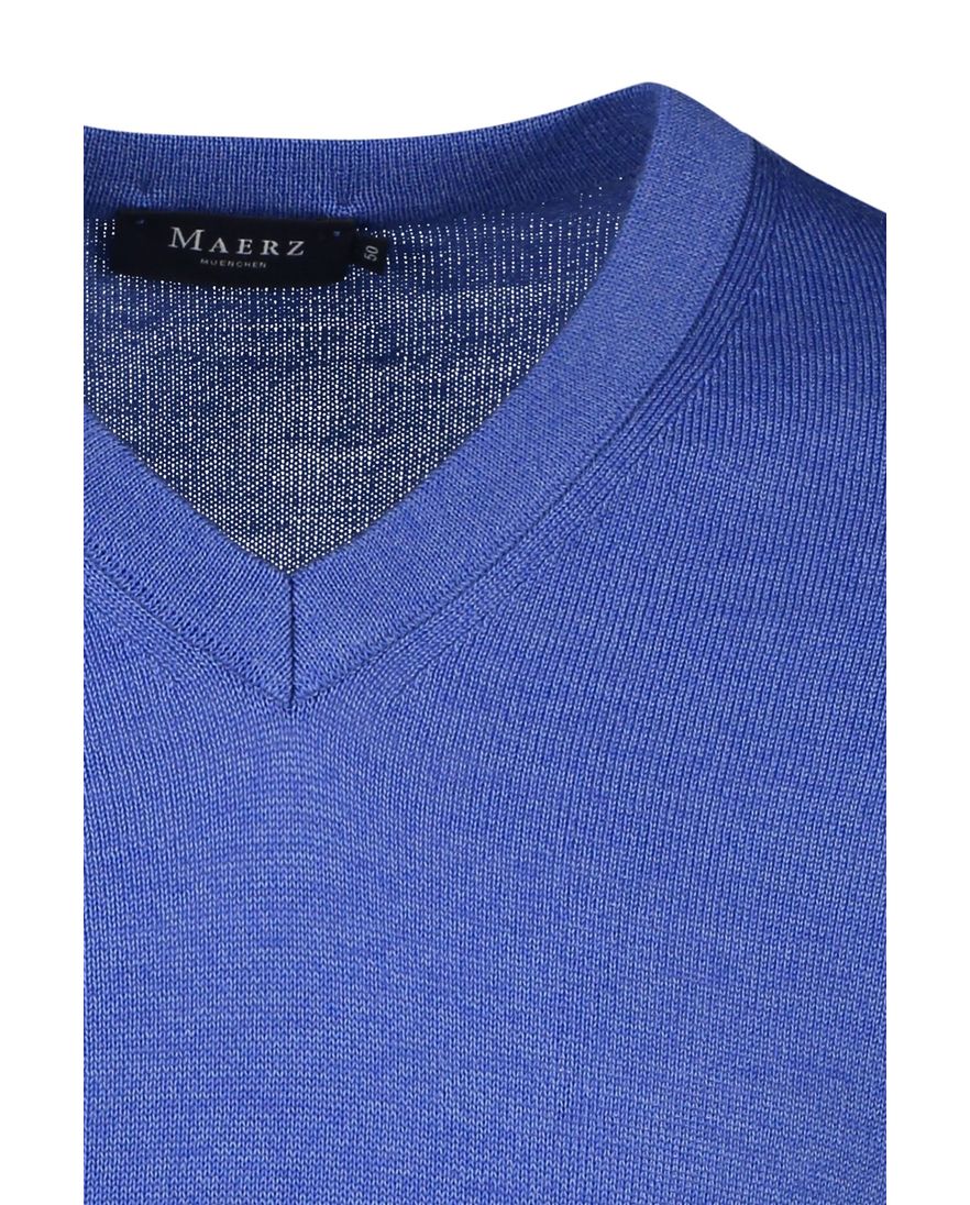 Maerz trui v-hals blauw virginwol