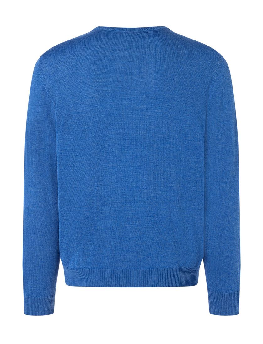 Maerz trui ronde hals blauw effen wol