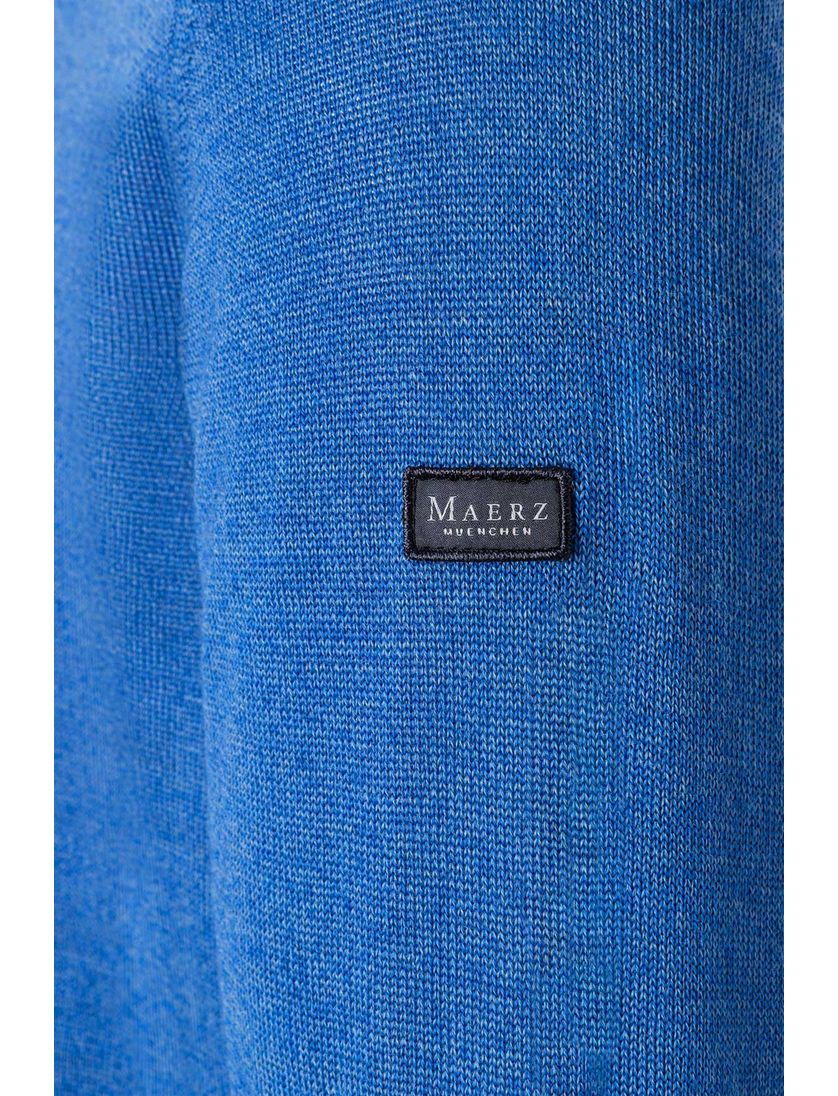 Maerz trui ronde hals blauw effen wol