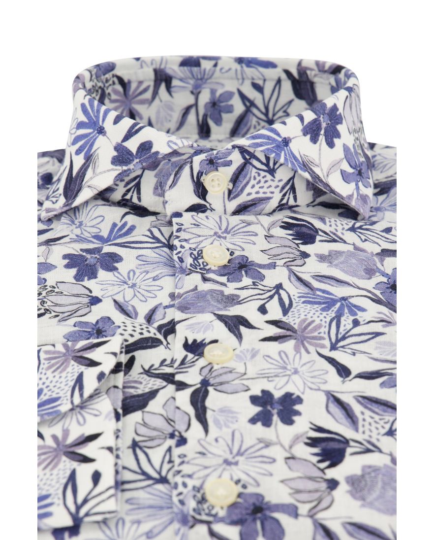 Profuomo overhemd slim fit blauw geprint