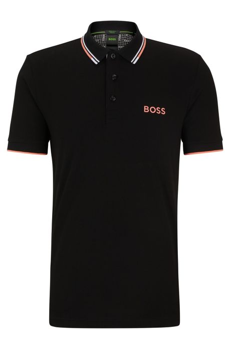 BOSS polo Paddy Pro normale fit zwart effen katoen