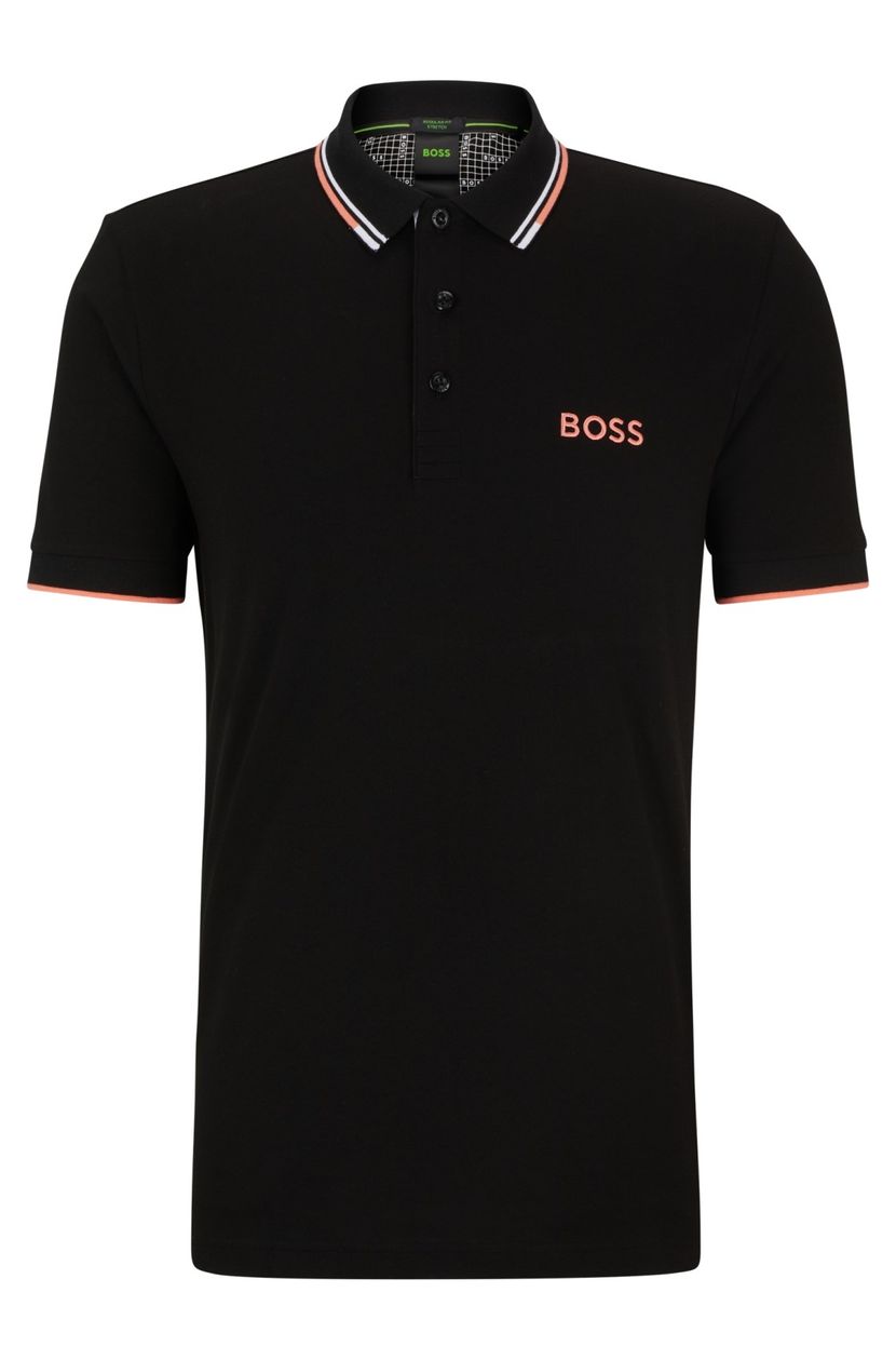Zwart poloshirt BOSS Paddy Pro normale fit effen katoen