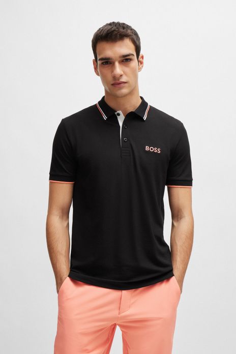 BOSS polo Paddy Pro normale fit zwart effen katoen
