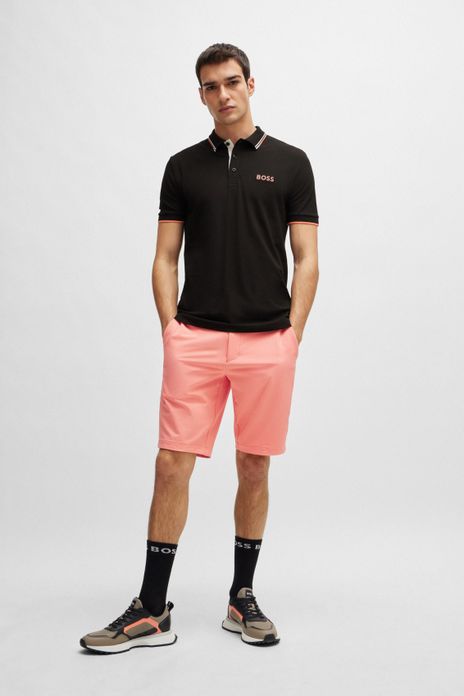 BOSS polo Paddy Pro normale fit zwart effen katoen