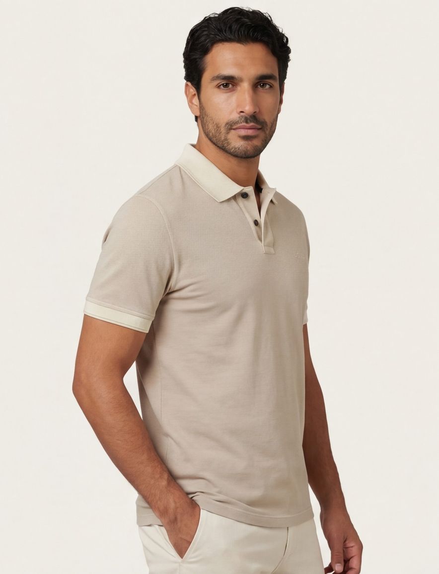 Boss orange polo lichtbruin prime