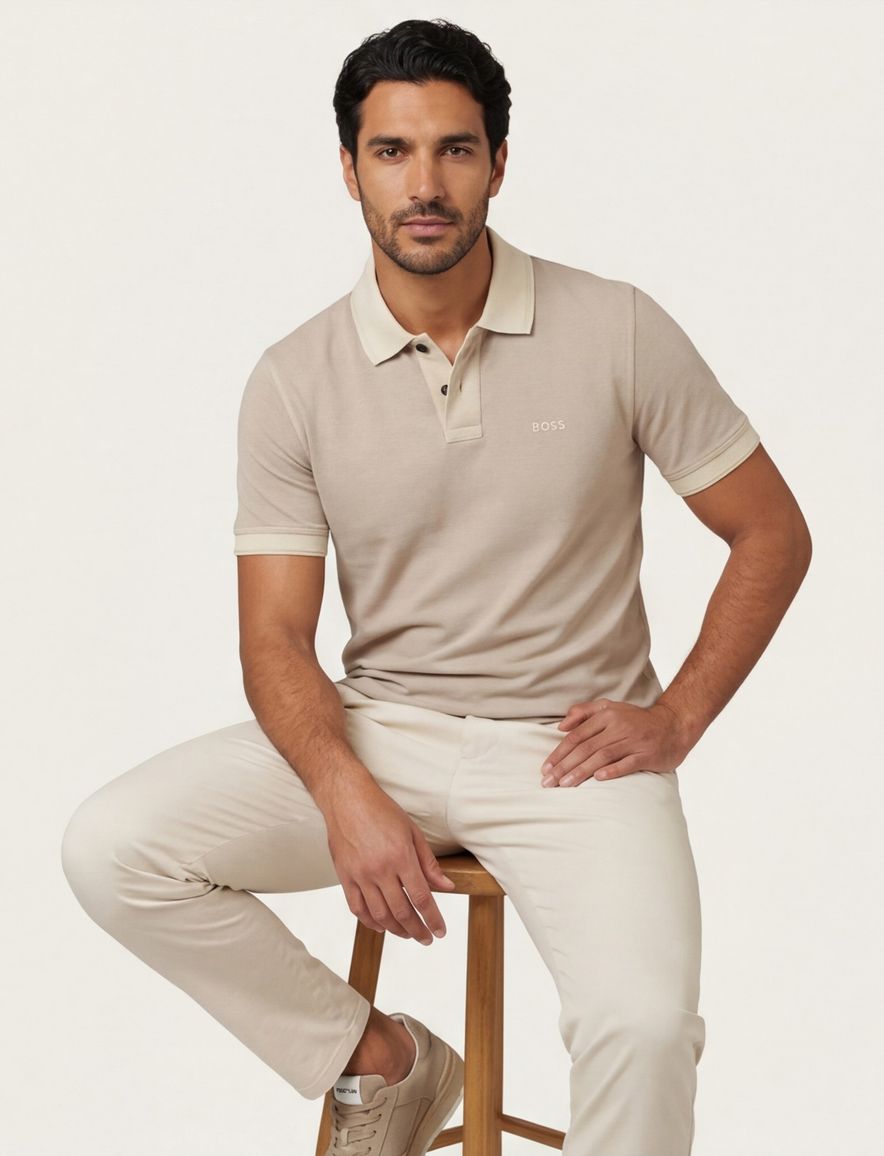 Boss orange polo lichtbruin prime