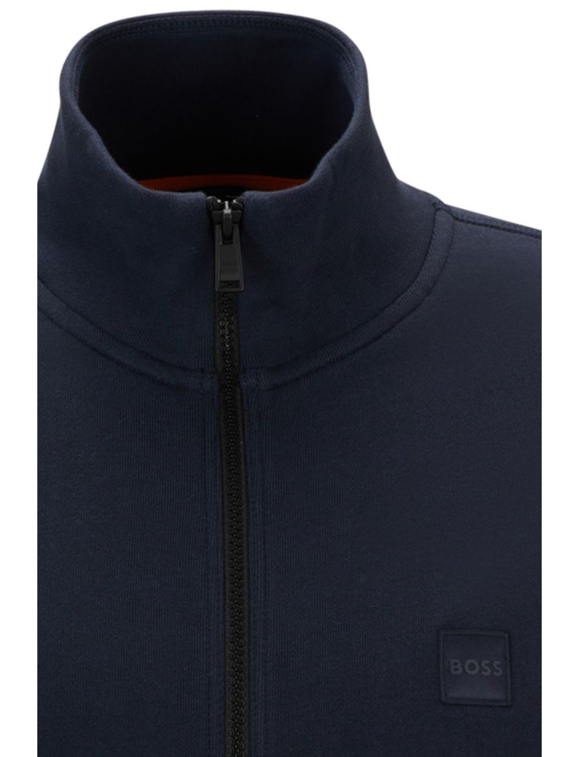 katoenen vest Boss Zestart effen donkerblauw