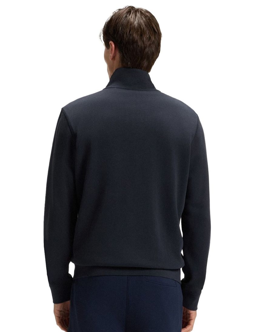 katoenen vest Boss Zestart effen donkerblauw