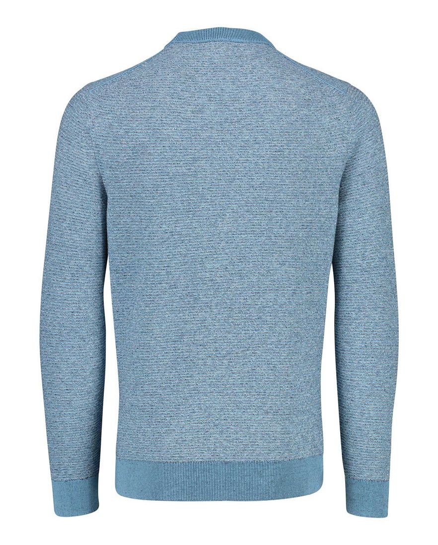 BOSS trui Aspok ronde hals blauw effen gemêleerd katoen