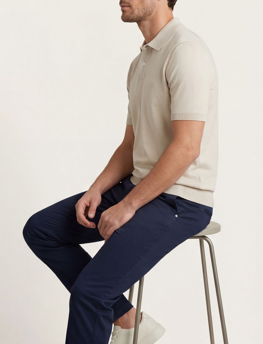 BOSS Orange Asac_P polo beige 2-knoops katoen